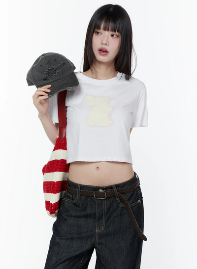 playful-bunny-graphic-crop-tee-cu505 / White