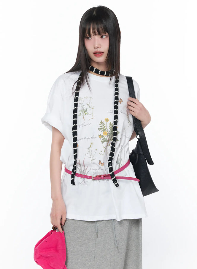 oversized-floral-print-t-shirt-ca528 / White