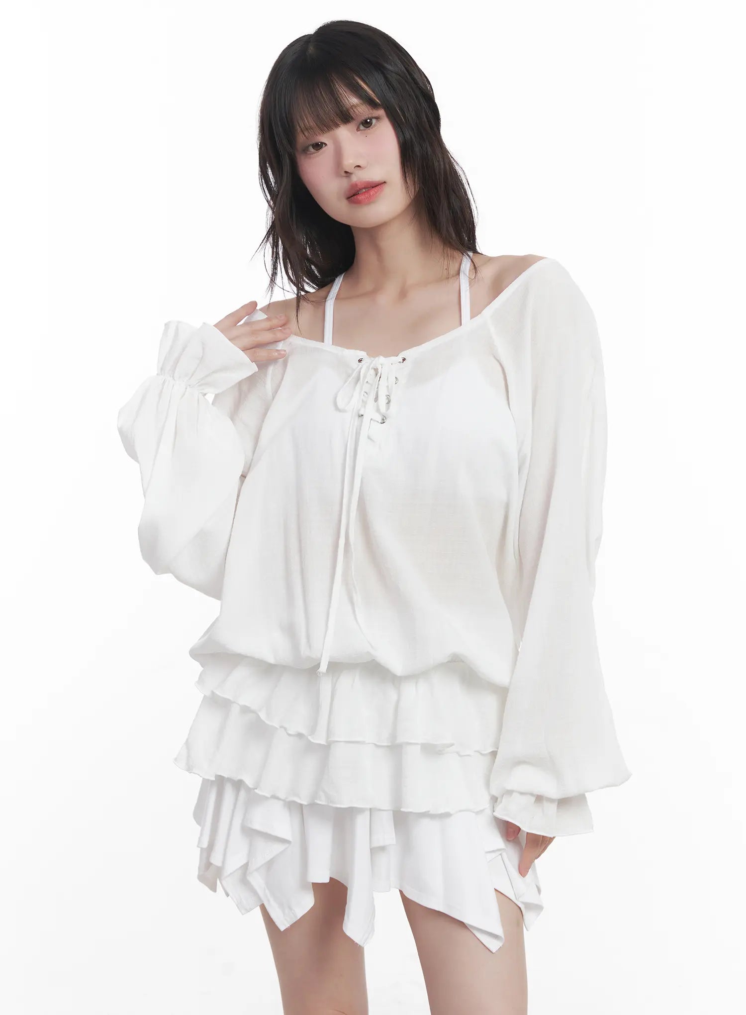 off-shoulder-relaxed-fit-blouse-cu520 / White