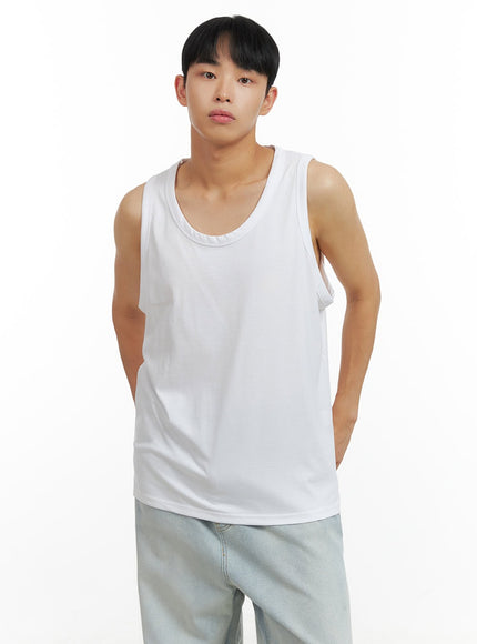 mens-basic-oversized-cotton-tank-top-cl429 / White