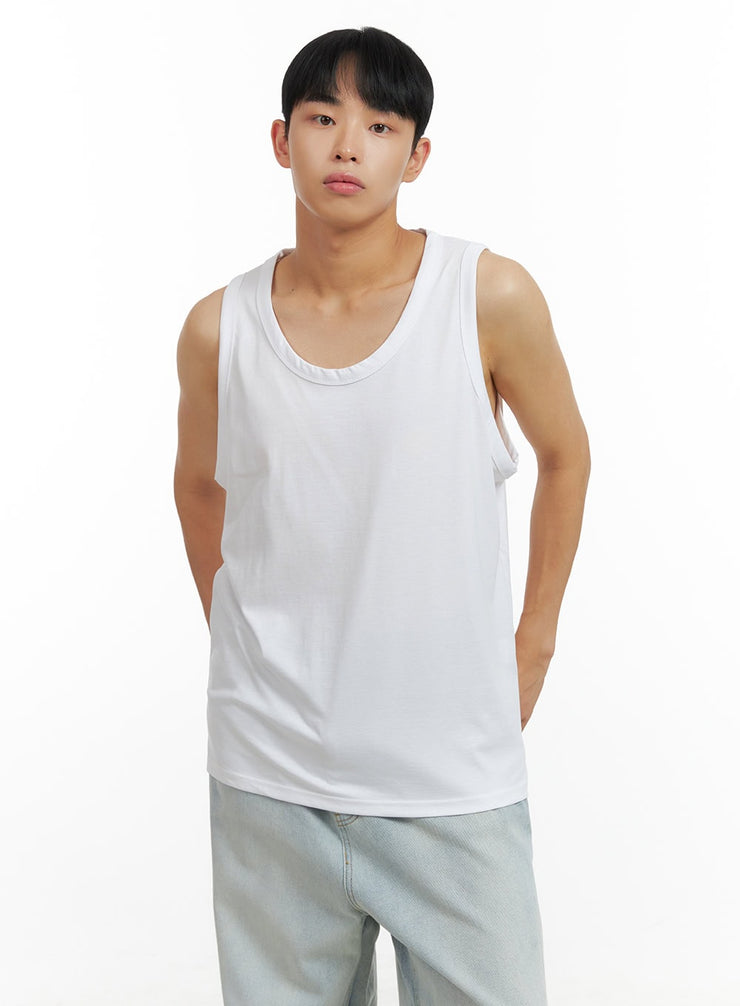 mens-basic-oversized-cotton-tank-top-cl429 / White