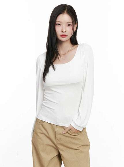 basic-square-neck-long-sleeve-co530 / White