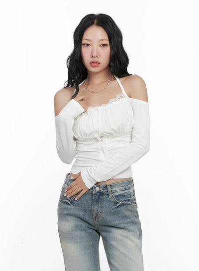 elegant-ribbon-off-shoulder-blouse-cn514 / White
