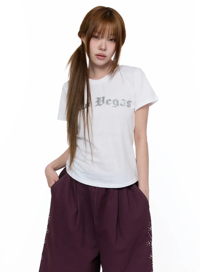 lettering-print-t-shirt-ca522 / White