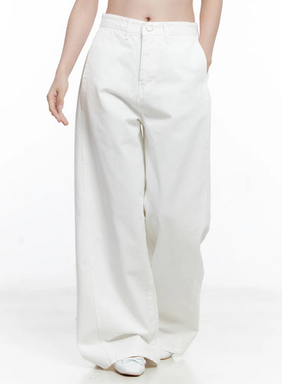relaxed-fit-wide-leg-cotton-pants-cg520 / White