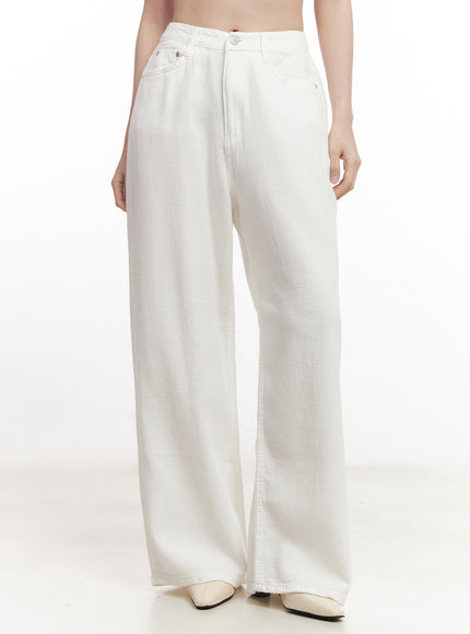 solid-linen-wide-leg-pants-ca502 / White