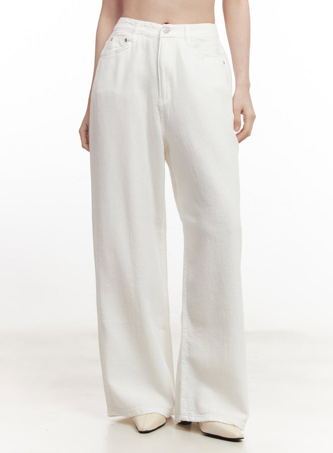 solid-linen-wide-leg-pants-ca502 / White