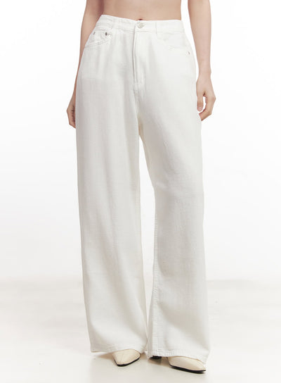 solid-linen-wide-leg-pants-ca502 / White