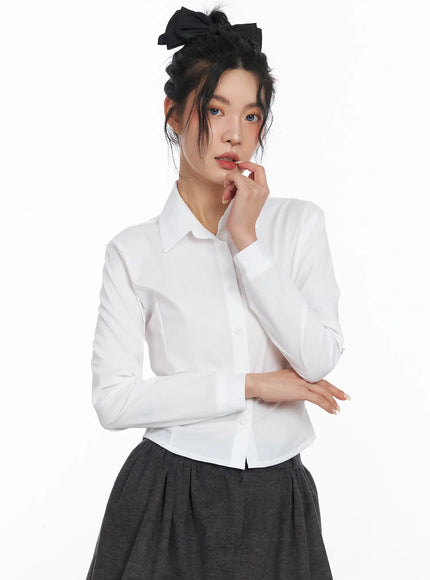 cropped-long-sleeve-shirt-cj522 / White