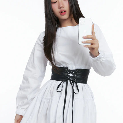romantic-ruffled-mini-dress-cs503 / White