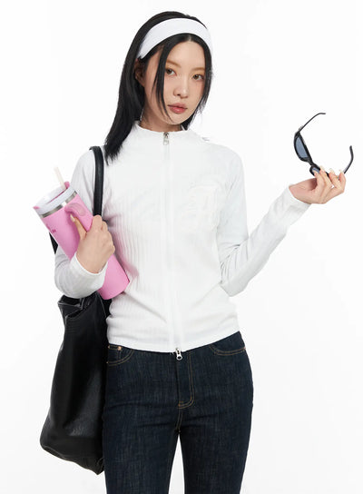 athletic-zip-up-track-jacket-cf526 / White