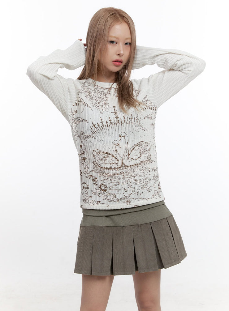 graphic-round-neck-long-sleeve-tshirt-cn425 / White