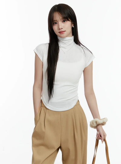 turtleneck-cap-sleeve-top-cd514 / White