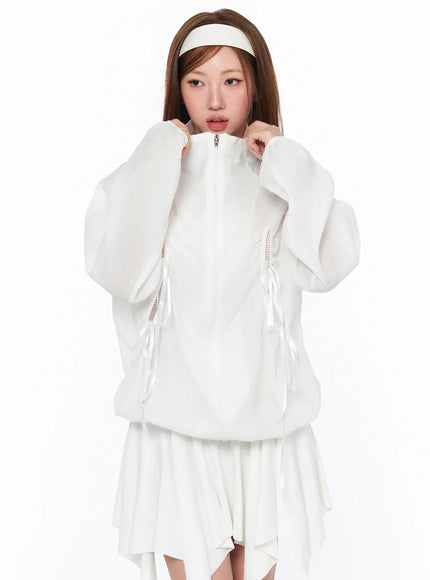 oversized-bow-detail-windbreaker-ca514 / White