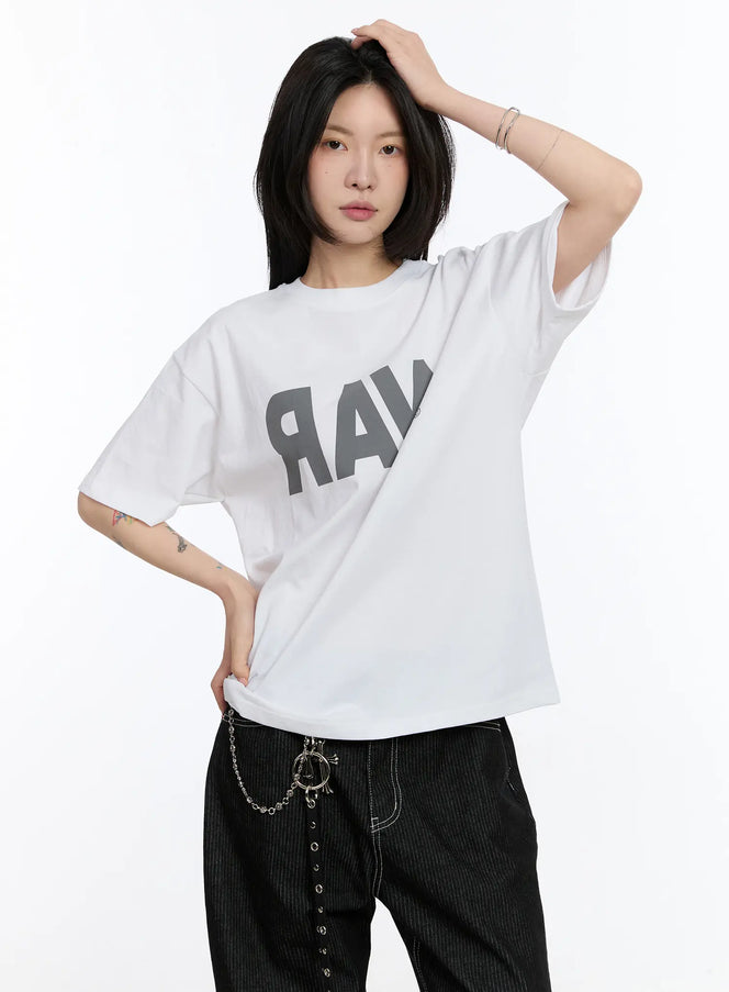 oversized-lettering-t-shirt-ca506 / White