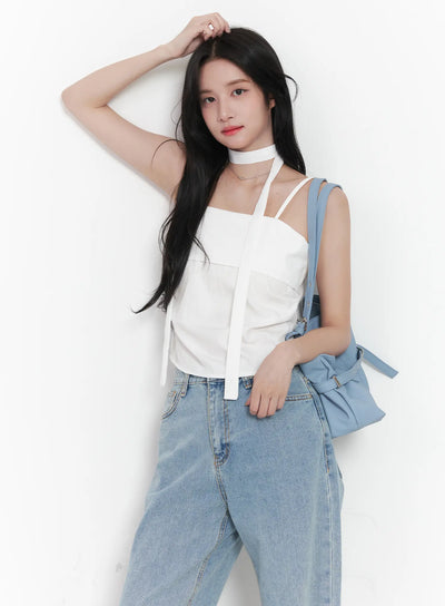 square-neck-cami-with-scarf-cu525 / White
