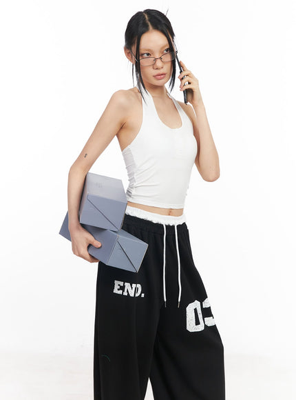 halter-buttoned-crop-tank-top-cy52 / White