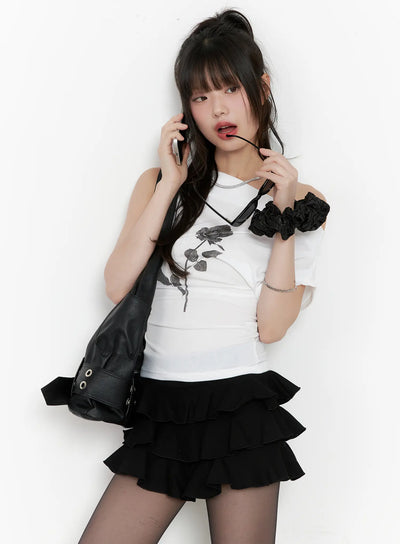 black-rose-asymmetric-top-cg518 / White