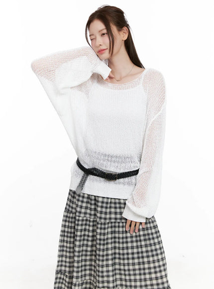 summer-loose-fit-long-sleeve-knit-cl523 / White