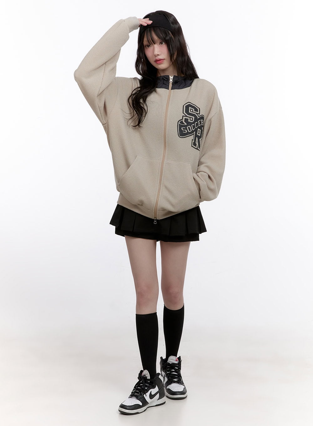 Zip-Up Graphic Sweatshirt with Hood CF512