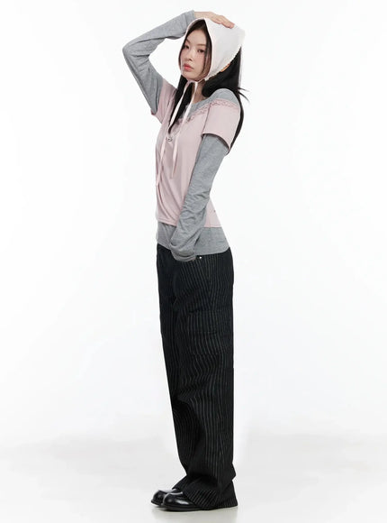 Lace-Trimmed Off-Shoulder Top IM509