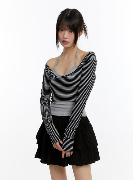 stripe-long-sleeve-crop-top-with-tank-top-ca508