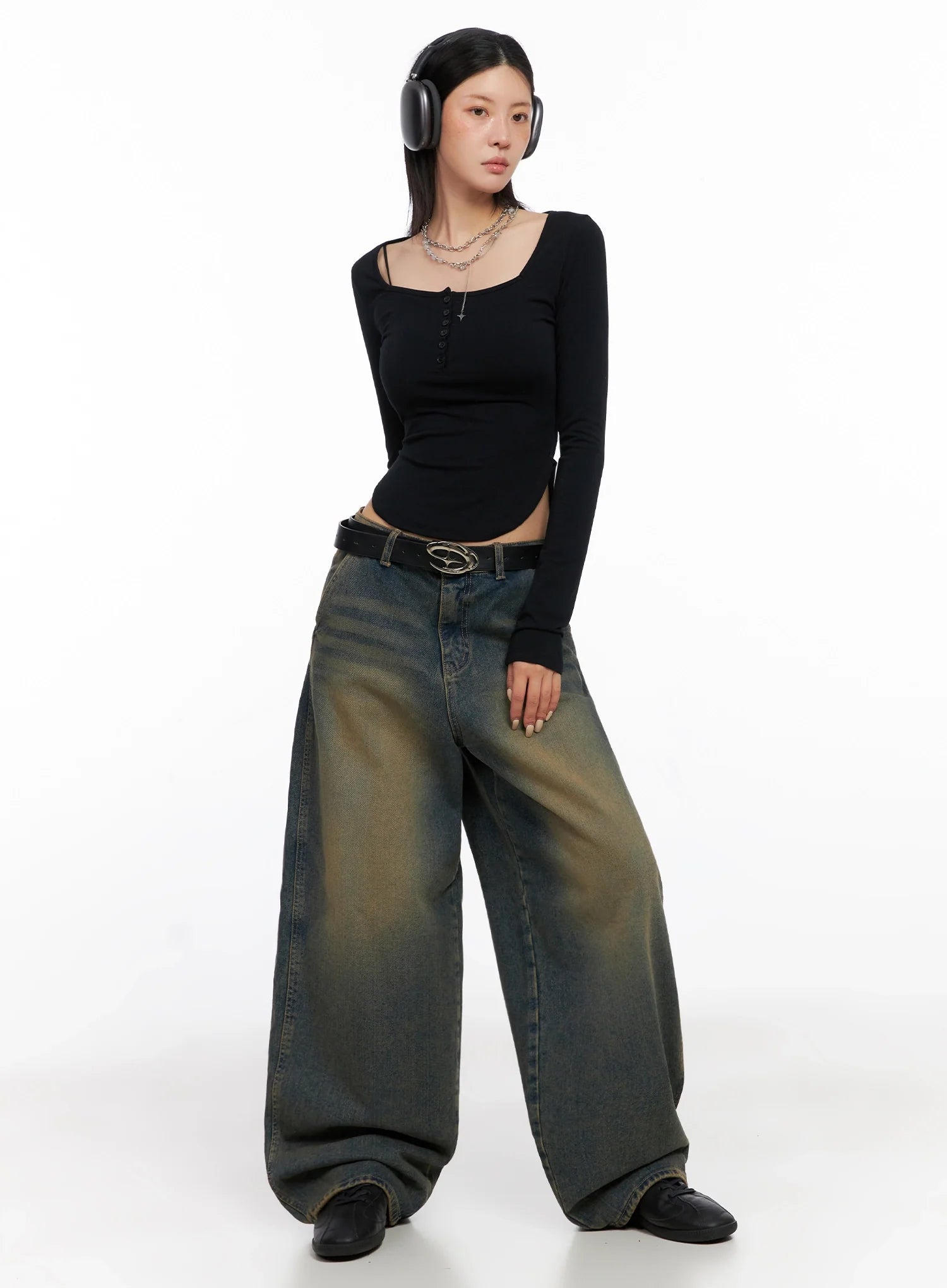 Long Sleeve Square Neck Top IS508