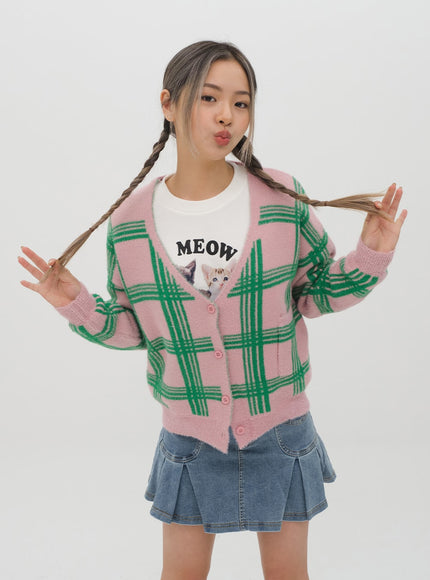 Check Pattern Cardigan J15