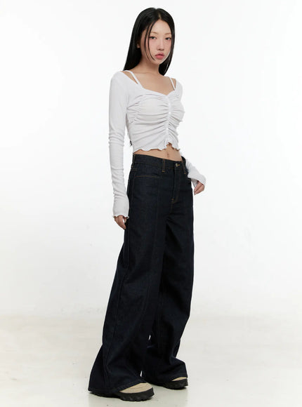 off-shoulder-ruched-long-sleeve-top-cn506