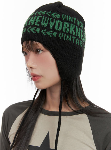 graphic-lettering-beanie-cg426 / green