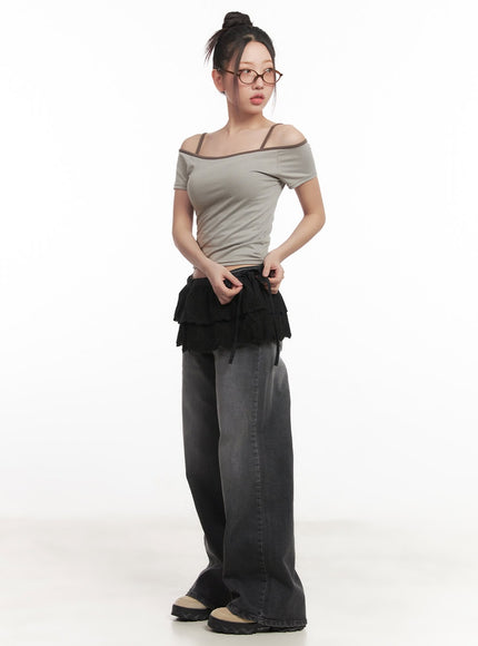 Mari Washed Mid-Rise Wide-Leg Jeans CM528