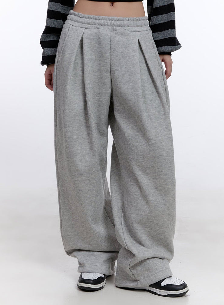 Cozy Pintuck Wide-Leg Sweatpants CJ509