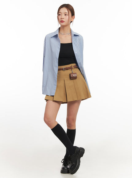 High-Waisted Pleated Mini Skirt  IM513