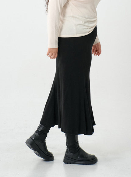 Plus Mermaid Line Long Bending Skirt IO06