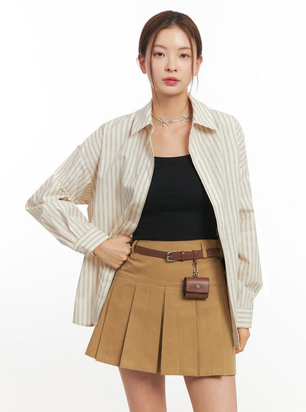 Loose-Fit Collared Striped Button-Up Shirt IM513