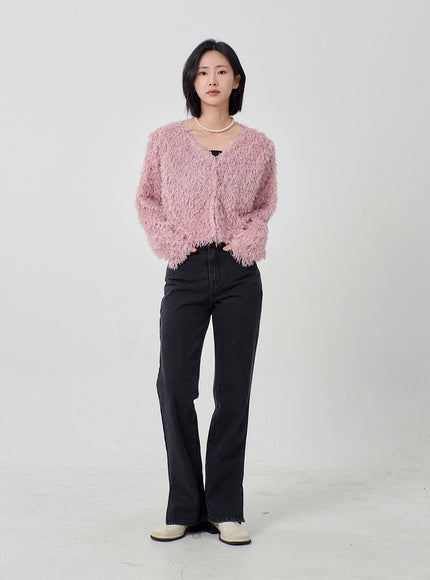 Faux Fur Button Cardigan OD26