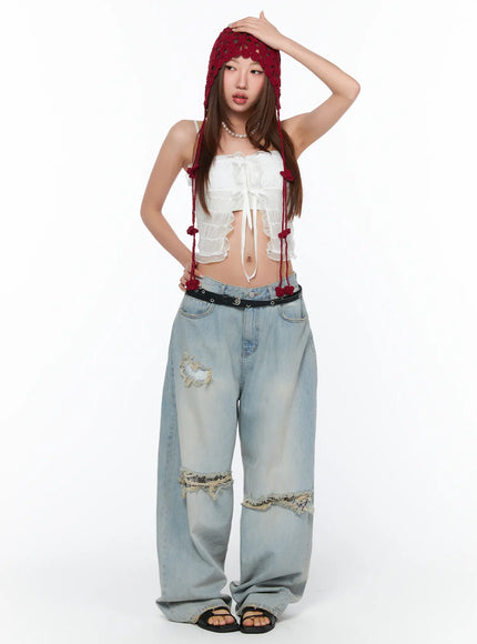 lace-ribbon-sleeveless-top-ca515