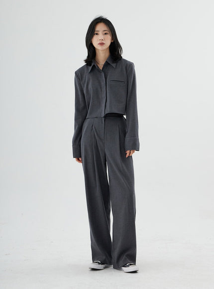 Hidden Button Crop Shirt ON11