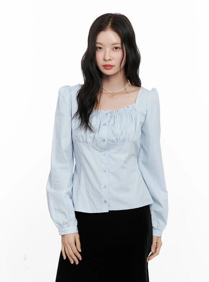 shirred-square-neck-puff-blouse-cn504