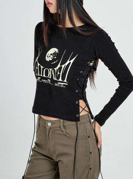 Lettering Print Side Cross Tie Top CO18