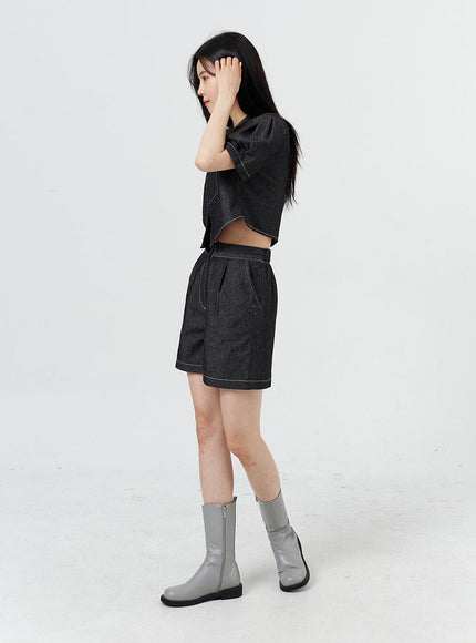 Wide Leg Denim Shorts OM317