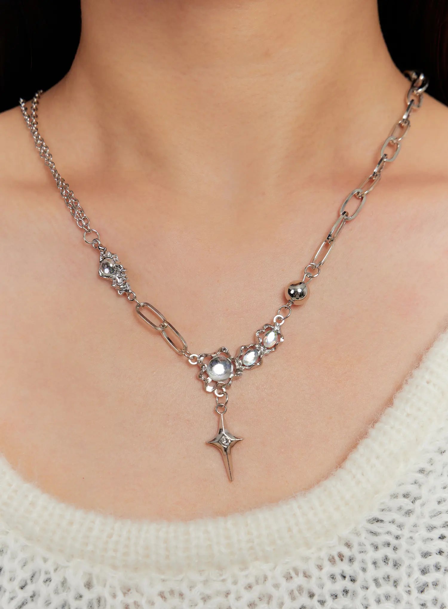 Crystal Chain Link Necklace IO527