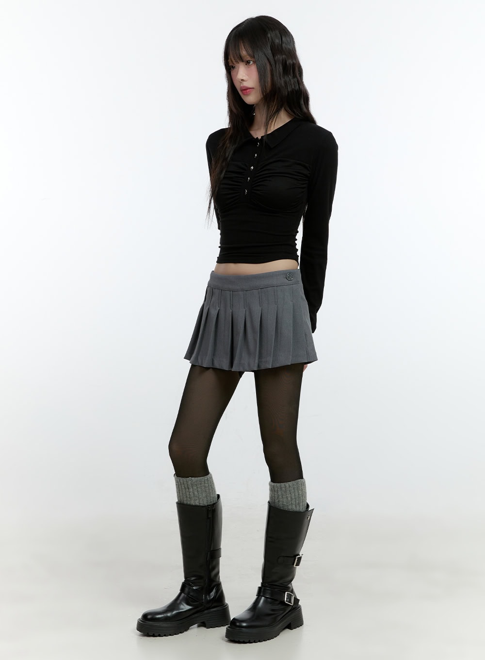 buttoned-pleated-mini-skirt-cf507