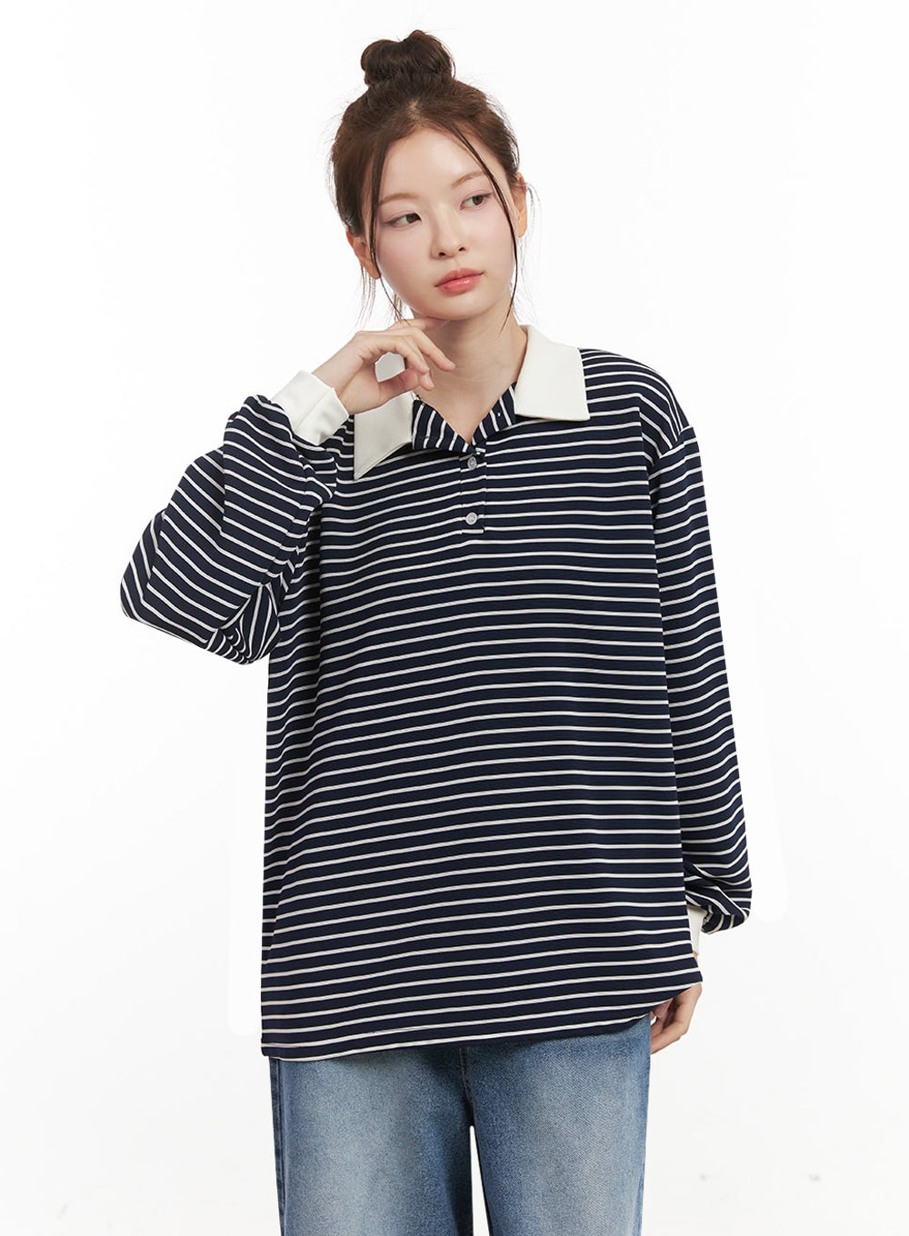 oversized-stripe-collared-long-sleeve-top-ij527