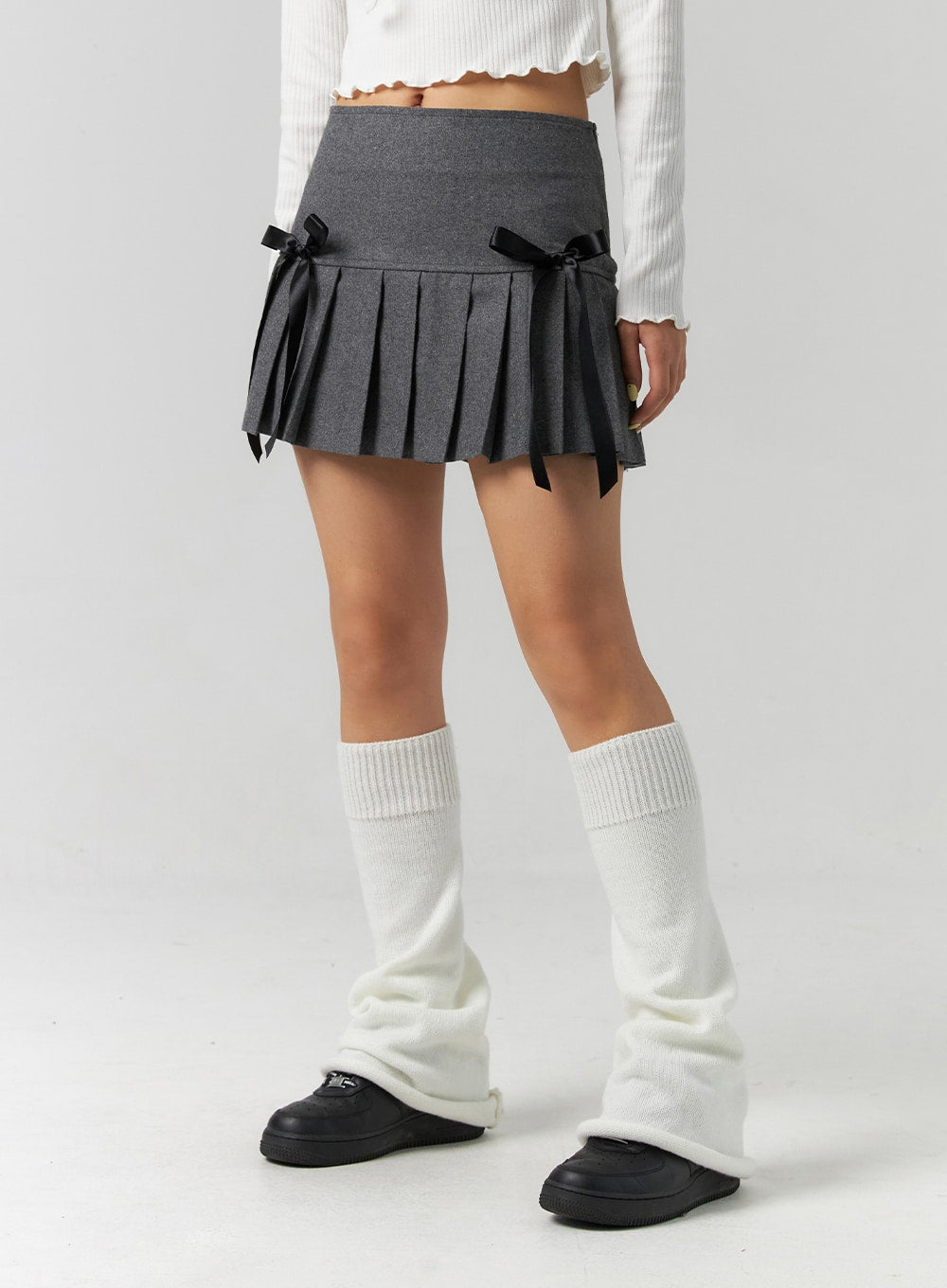 Ribbon Pleated Mini Skirt CS320