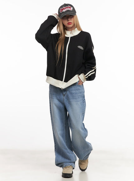 Embroidered Knit Zip-Up Track Jacket CM506