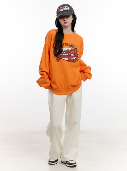 Oversized Long Sleeve Graphic Sweatshirt CF528