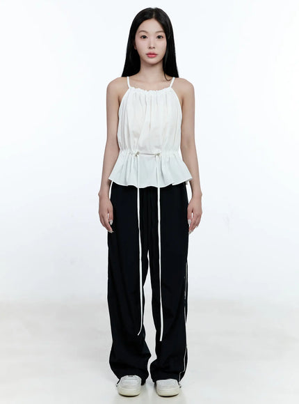 Pintuck String Halter Top CG512