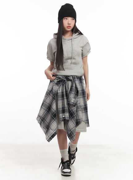 Heart Patched Puff Short-Sleeve Hoodie CM528
