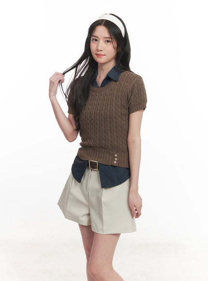 cable-knit-short-sleeve-sweater-ca510